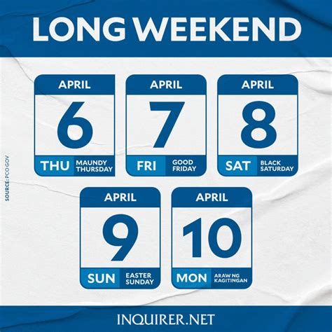 Holy Week break pinahaba ng Palasyo, Abril 10 .